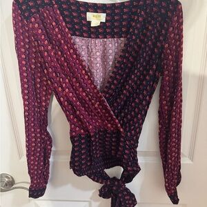 Anthropologie Maeve Wrap Blouse - Blue and Purple